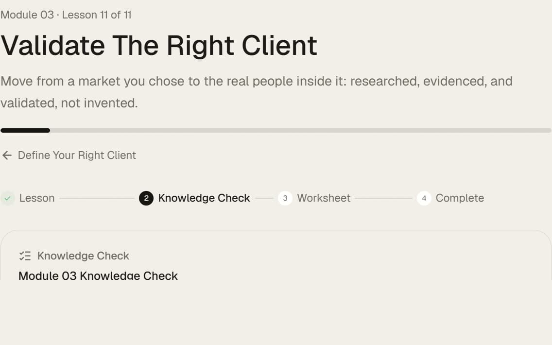 A module knowledge check, testing judgment rather than recall